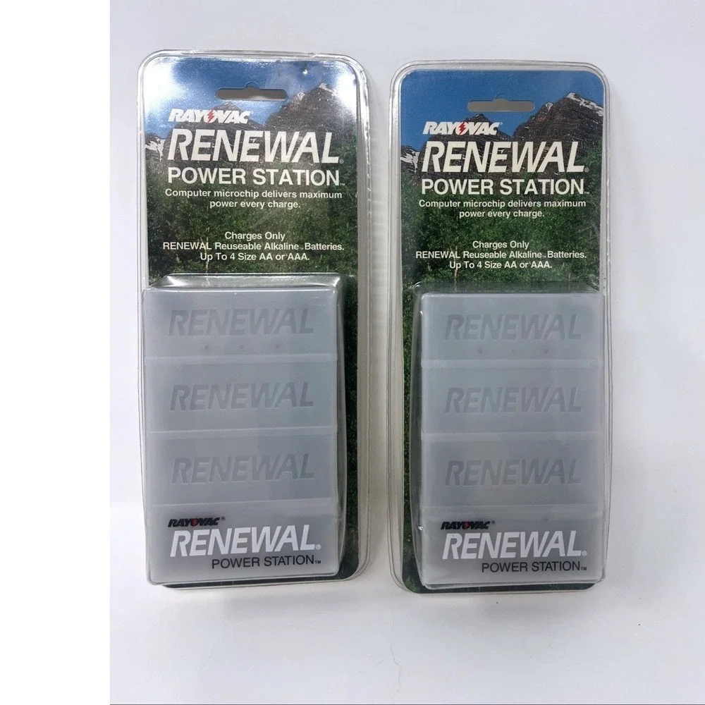 Vintage Rayovac Renewal Power Station PS1 Battery Charger Lot of 2 NOS USA